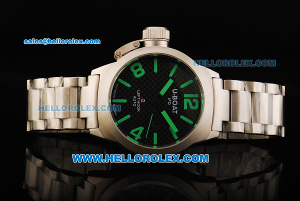 U-Boat Italo Fontana Left Hook Automatic Movement Full Steel with Green Markers and Black Dial - Click Image to Close